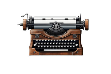 Old Fashioned Typewriter on Transparent Background, PNG, Generative Ai