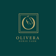 Elegant luxury letter O monogram horse logo, letter O horse logo, horse head logo