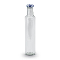 Separated old-fashioned glass bottle with checkered cap for juice, water, beverage