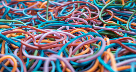 Colorful background rainbow colors rubber bands - obrazy, fototapety, plakaty