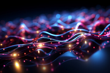 Generative ai collage wallpaper of 3d wave with vivid lights