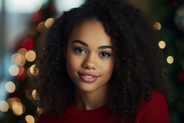 Fototapeta premium Happy people celebrating christmas holiday festive atmosphere Generative picture portrait