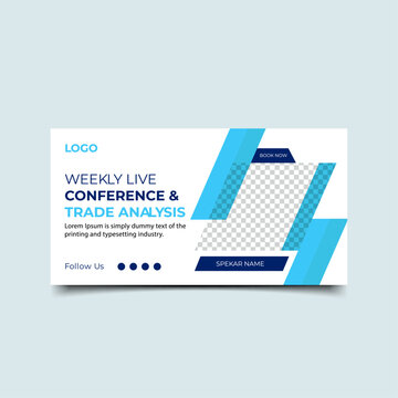 Business webinar invitation or live conference banner design.online Business invitation or live conference vector templete banner design.