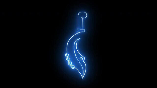 Animation of a typical Indonesian cleaver weapon icon with a glowing neon effect