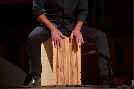 Peruvian cajon or flamenco cajon made of walnut-coloured wood