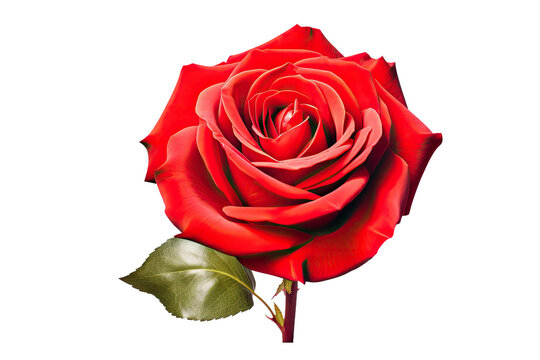 Solo Red Rose on Transparent Background, PNG, Generative Ai