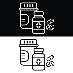 Medicine Icon Vector, Black and White Version Design Template