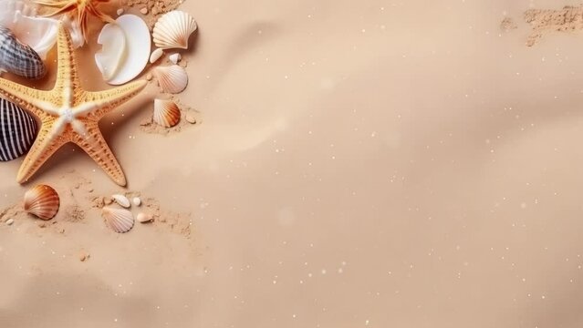 Summer background. Sea shell and sand.