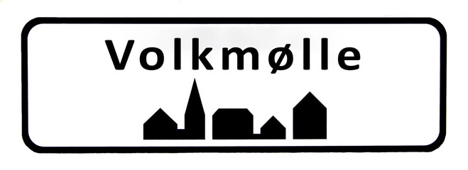 City sign of Volkmølle - Volkmølle Byskilt