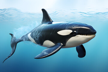 orca whale swimming in the blue ocean ,generative ai