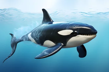 Washable wall murals Orca orca whale swimming in the blue ocean ,generative ai