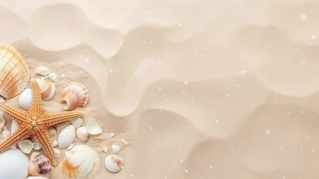 Summer background. Sea shell and sand.