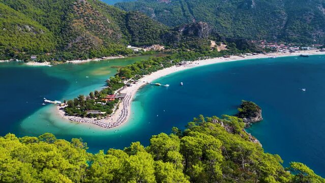 Aerial view of Oludeniz in district of Fethiye, Mugla Province, Turkey