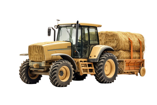 Realistic Hay Balers on Transparent Background, PNG, Generative Ai