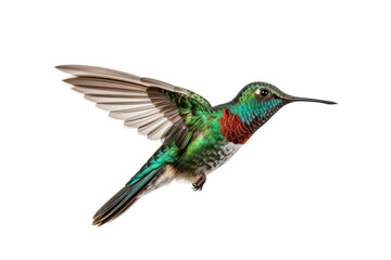 Fototapeta premium Realistic Hummingbird on Transparent Background, PNG, Generative Ai