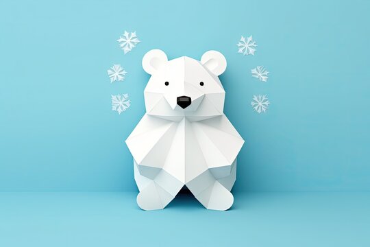 cute origami ice bear paper art work