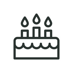 Happy birthday cake isolated icon, birthday party vector icon with editable stroke