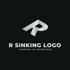 R Negative Space Depth Logo