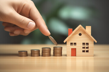 Hand puts percentage with increasing financial interest rate