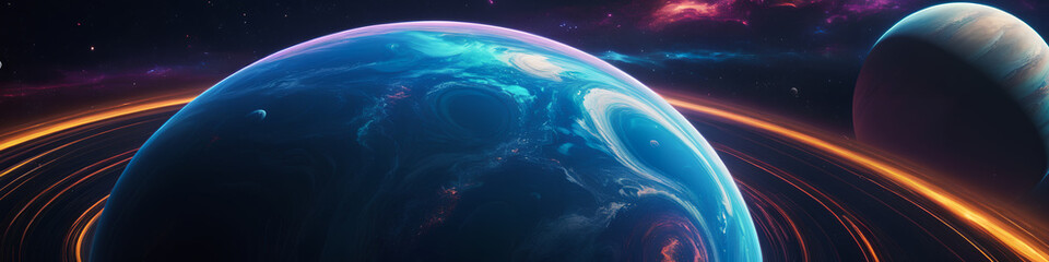 Planets , a symphony of abstract colors, colorful patterns. Beauty on wallpaper. Generative AI