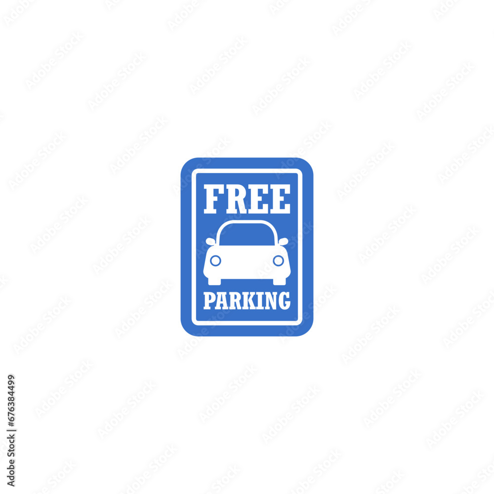 Canvas Prints Free parking sign with car icon isolated on white background