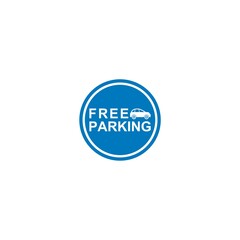 Free parking sign with car icon isolated on white background