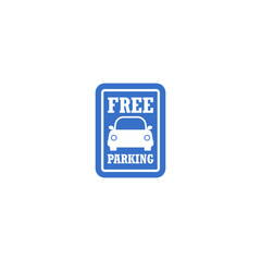 Free parking sign with car icon isolated on white background