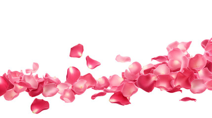 a falling or flying pink rose petals isolated on a transparent background, Valentine's Backdrop - obrazy, fototapety, plakaty