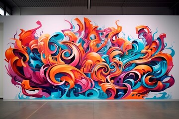 Passionate Education Graffiti: A vibrant masterpiece with intricate lettering, bold abstract...