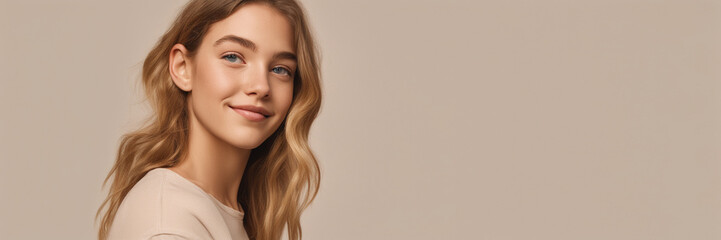 Obraz premium Beautiful American good woman nice fashion half body eye contact