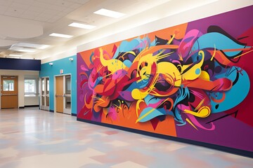 Passionate Education Graffiti: A vibrant masterpiece with intricate lettering, bold abstract...