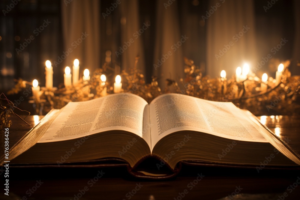Poster holy scripture. religious concept with selective focus and copy space