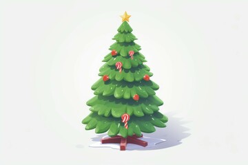 Christmas tree on a white backdrop. Merry Christmas and Happy New Year concept. Background with copy space