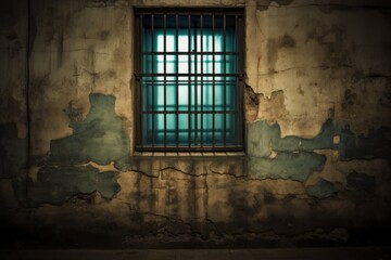 Window of an old prison. Background with selective focus and copy space