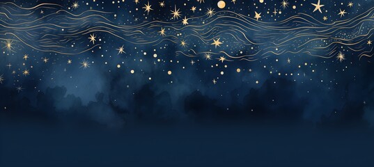 Abstract Indigo stars background. Invitation and celebration card.