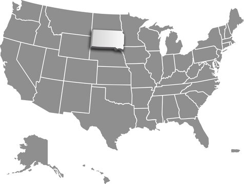 USA SOUTH DAKOTA map united states city 3d map