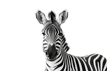 Fototapeta na wymiar Precision Zebra Portrait on Transparent Background, PNG, Generative Ai