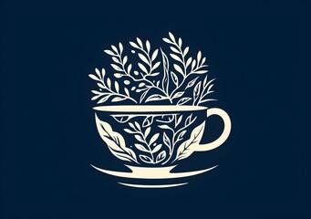 Abstract Navy color Foliage background. Invitation and celebration card.