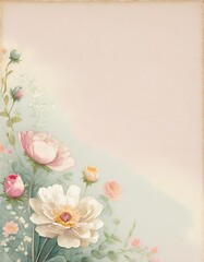 Retro pastel floral background with a feminine and warm feel. Color combination of pink, yellow, and blue.