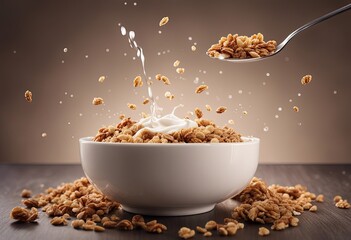 a bowl of granola, stock photography 