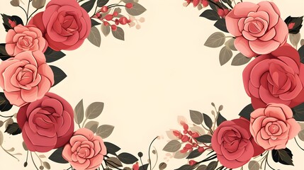 Abstract Rose Foliage background. Invitation and celebration card.