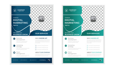 2 colors minimal abstract business flyer design with attractive shapes