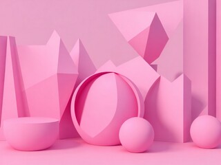 Pink Abstract background with geometrical forms. 3d render.