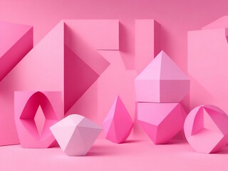 Pink Abstract background with geometrical forms. 3d render.