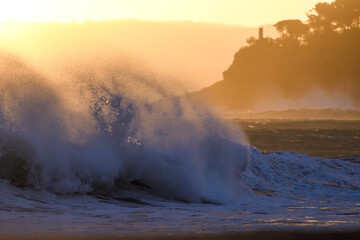 Waves hitting the Island of La Magdalena in Santander