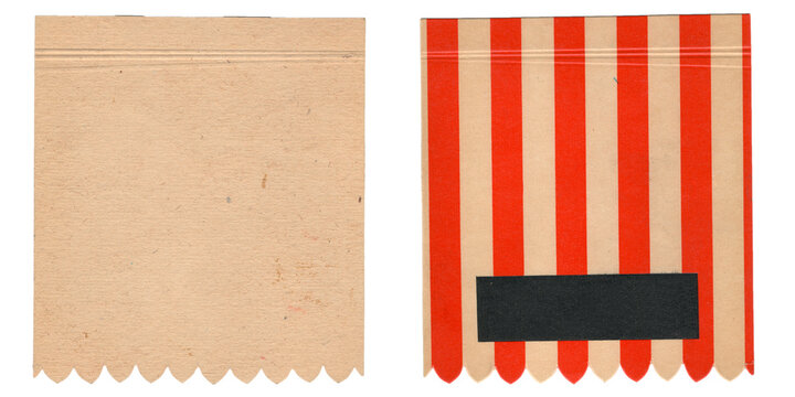 Schirm mit roten Streifen aus altem Karton / Papier