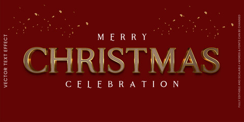 Vector background editable text effect christmas luxury gold 3d text style