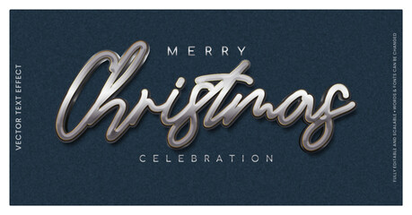 vector banner editable text effect christmas 3d text metallic effect