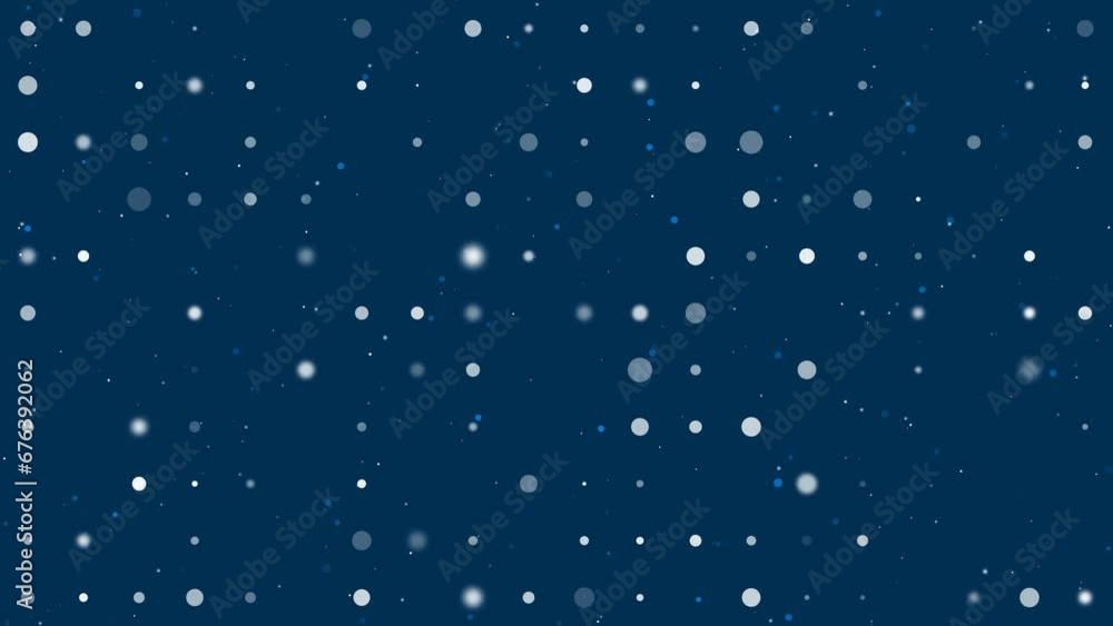 Poster template animation of evenly spaced circles of different sizes and opacity. animation of transparenc