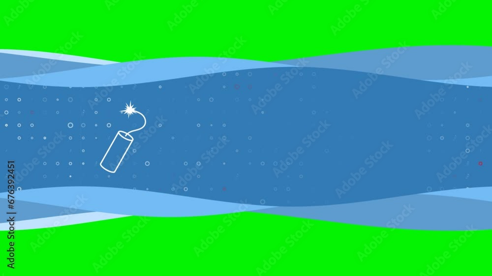 Poster animation of blue banner waves movement with white dynamite symbol on the left. on the background th